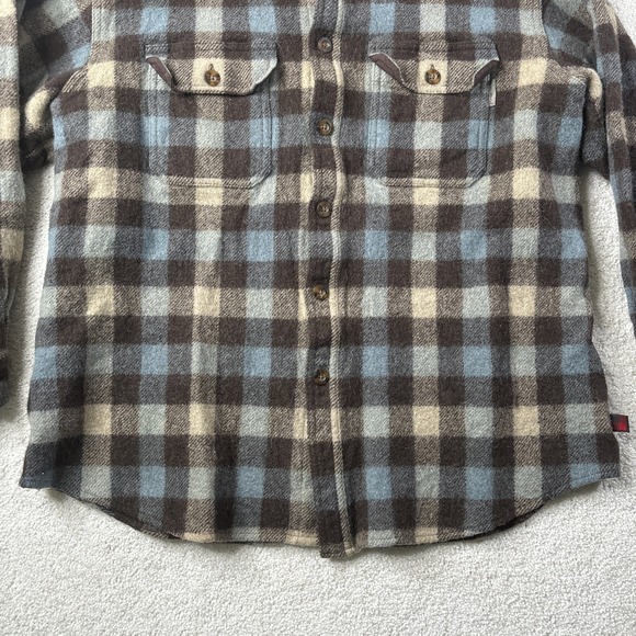 Woolrich Wool Button Up Long Sleeve Shirt Men's Willow Buffalo Brown Plaid READ - Picture 2 of 16